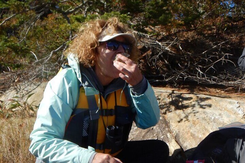 The slurping technique of sliding the oyster into your mouth.