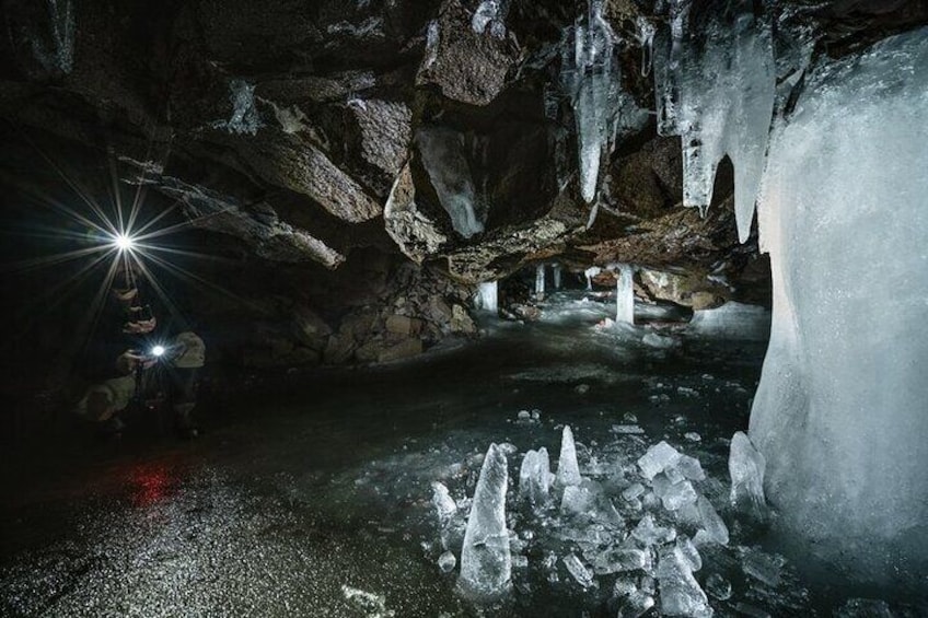 Ice Cave Lofthellir exploration - A permafrost Cave inside a magma tunnel.