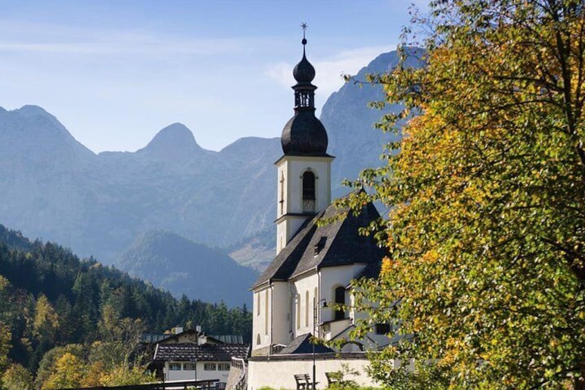 See the Bavarian Alps on the way to Berchtesgaden Salt Mines