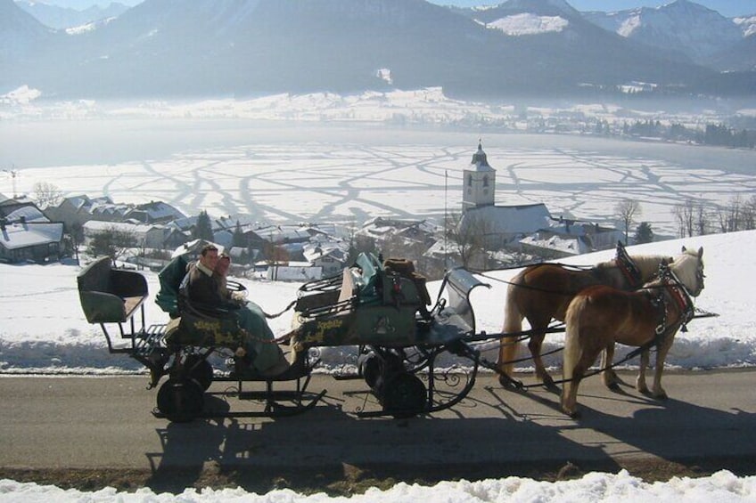 Horse Carriage with picture perfect backdrop Lake Wolfgang