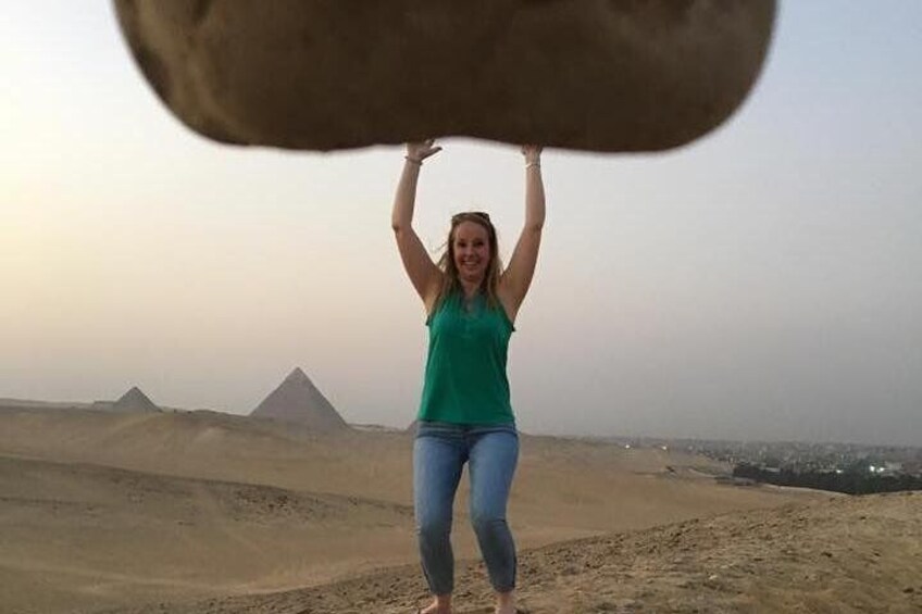 our happy tourists hold the big sti