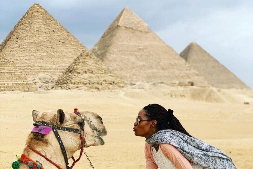 Ride Camel Sunrise or Sunset arounds desert of Giza pyramids Sahara