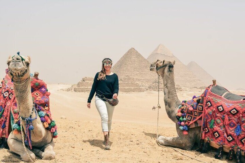 Ride Camel Sunrise or Sunset arounds desert of Giza pyramids Sahara