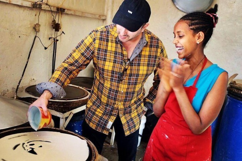 Baking a perfect full injera (the spongy bread) is not as easy as it seems