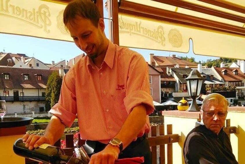 Wine tasting in a local restaurant