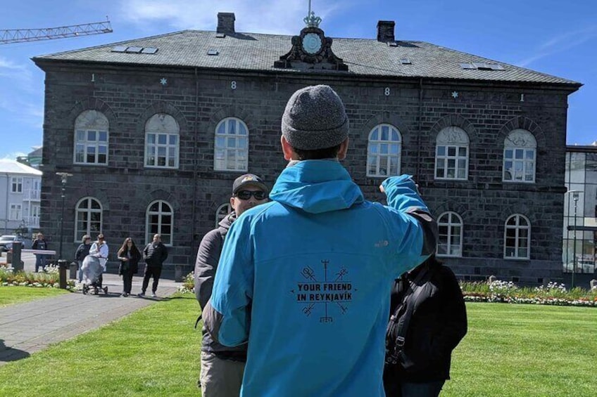 Known as Alþingishúsið in Icelandic, the parliament building makes for an interesting stop along our journey through Reykjavik