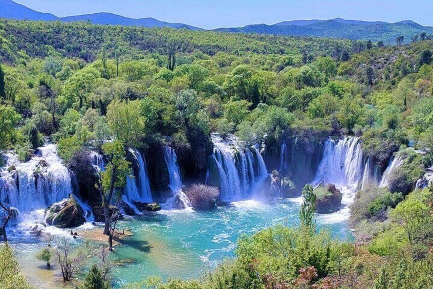 Kravice waterfalls are a place where we just leave you to have fun, swim, dive from a cliff, splash, ride a canoe, grab a selfie under one of the biggest waterfalls in the Balkans.