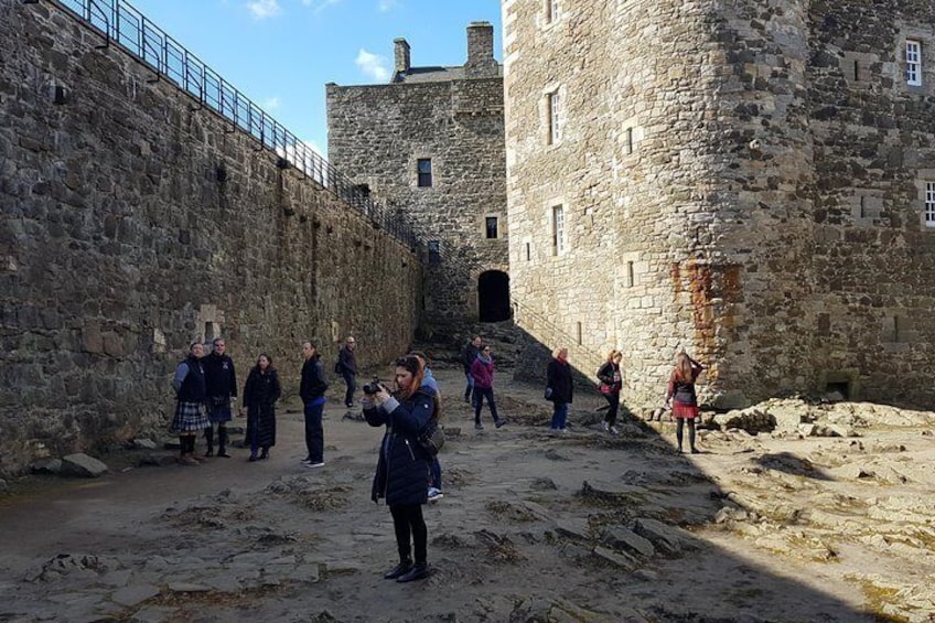 Our group and guides exploring the inside of Blackness Castle (Fort William)
