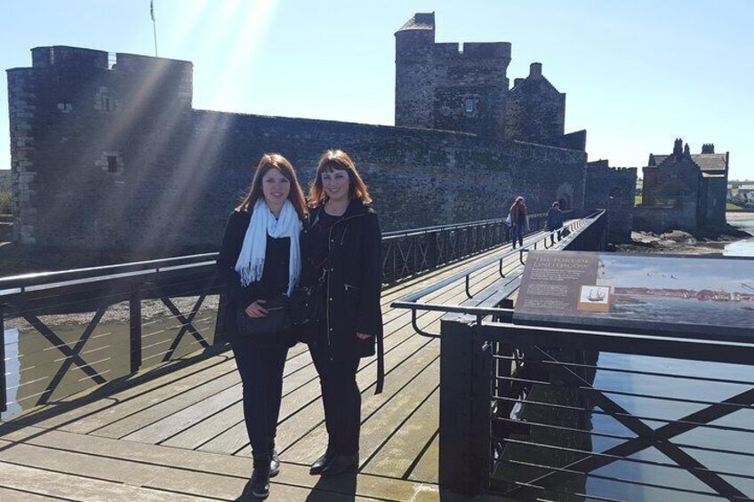 2 of our lovely group on the Old Iron Pier at Blackness Castle (Fort William)