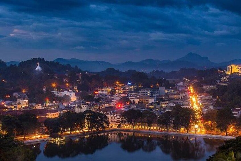 Evening view of Kandy City from the Kandy View Point