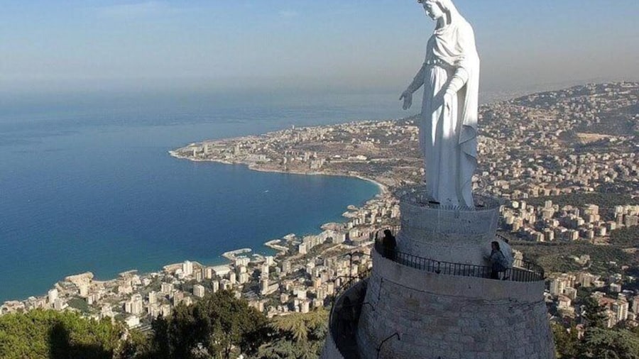 Virgin Mary status in Harissa sea view