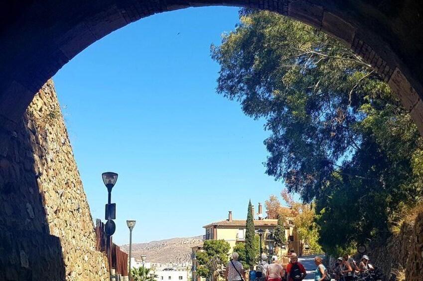 Views over the city through the tunnel