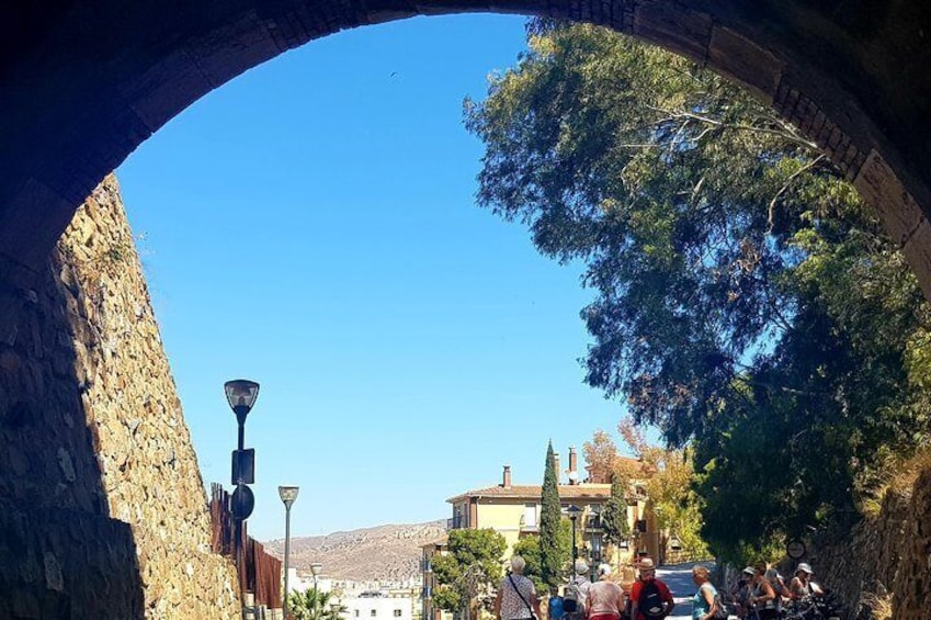 Views over the city through the tunnel