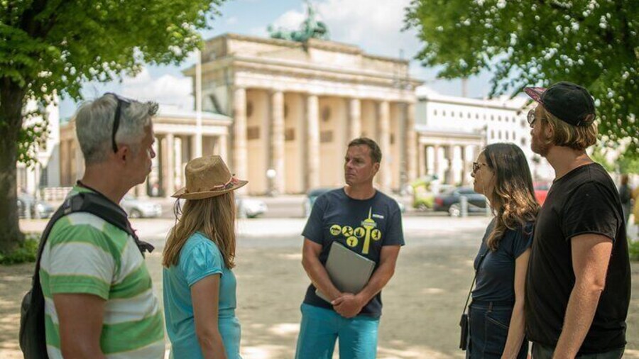 Tour guides at the Brandenburg Gate