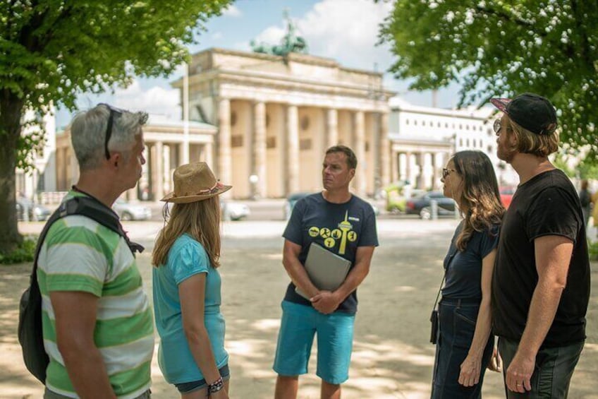 Tour guides at the Brandenburg Gate