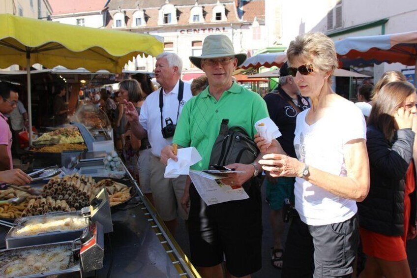 Guests enjoying a local market