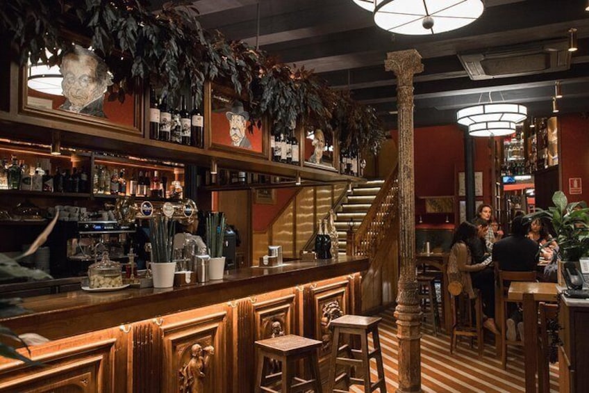 Old-fashioned Castilian sherry bar creates a warm atmosphere for patrons.