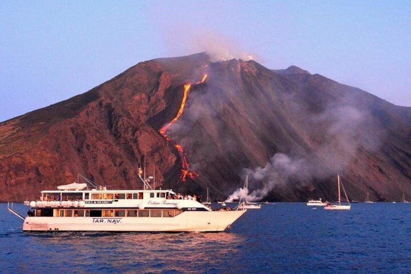 Admiring the activity of the Sciara del Fuoco from the sea