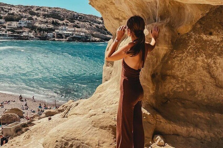 Ancient Palaces with Minoan Wine Routes & Iconic Matala Beach from Heraklion