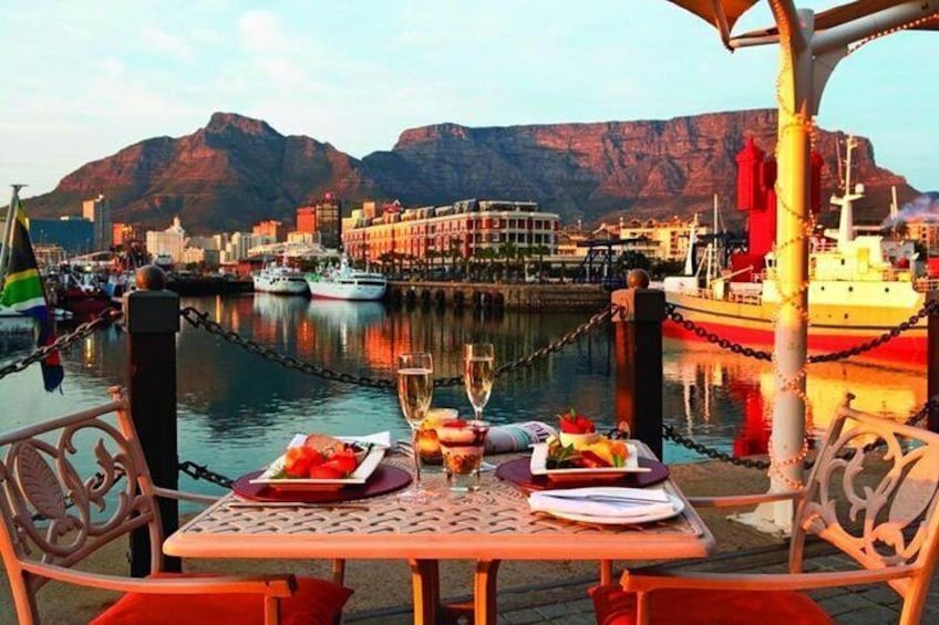 Sunset Dinner at an Oceanfront Restaurant Near Cape Town