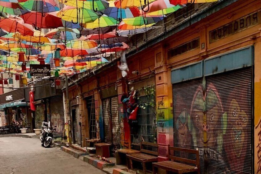 Off the Beaten Path of Istanbul's Food Tour: Karakoy and Colorful Umbrella Street. 