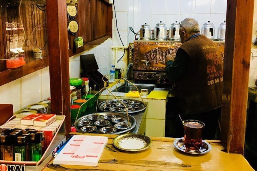 Turkish tea at a local tea house. 

Istanbul tours