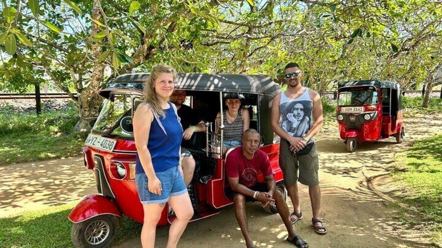 Exploring the village with our local expert Shiran and Tuk Tuks