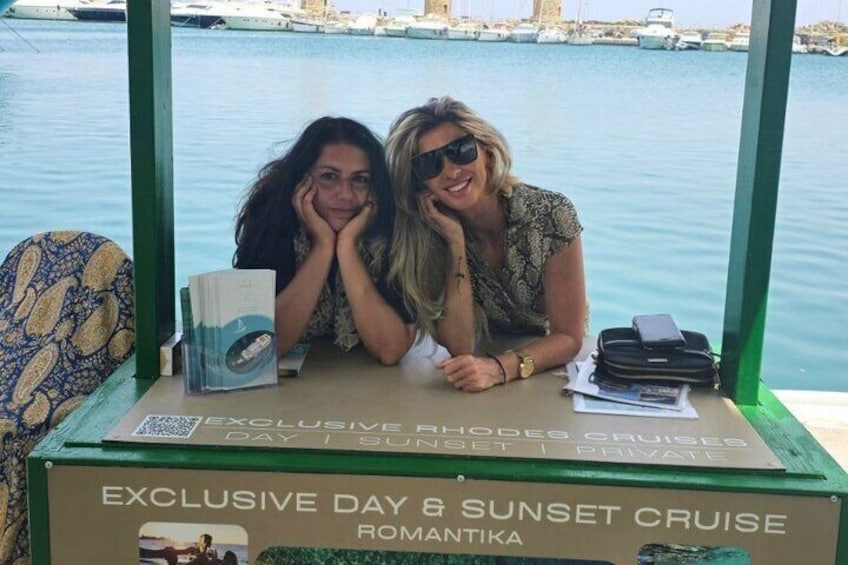 The check in desk in the Mandraki old Port