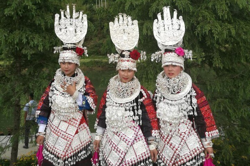 The most gorgeous and expensive costume and silver ornaments among the Miao minority in Guizhou Province of China 