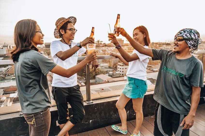 Rooftop drinks overlooking Manila Bay at Sunset