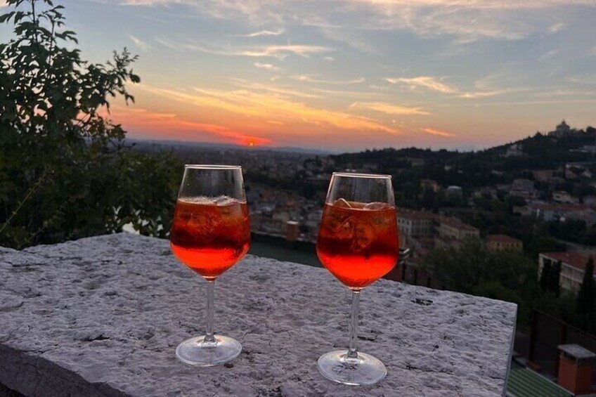 verona food & wine tour at Sunset time