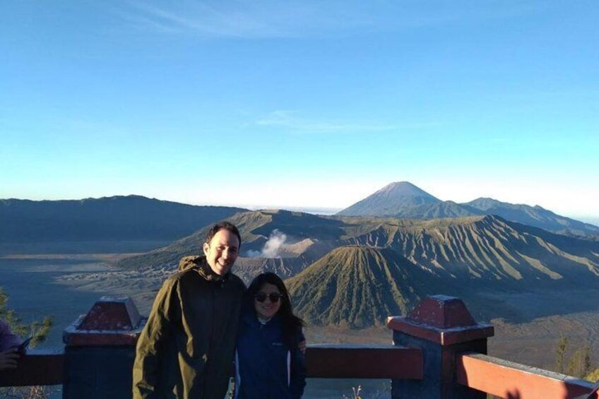 Group of travellers visiting Mount Bromo Sunrise viewpoint 