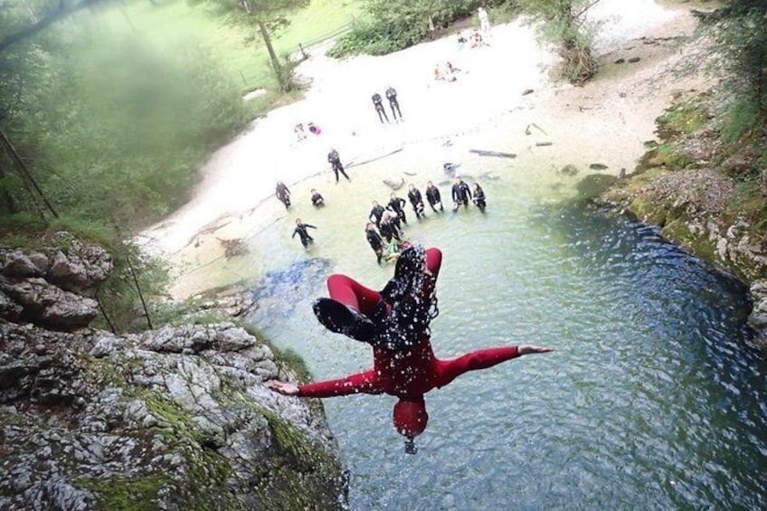Canyoning Bled Slovenia, Canyoning Guide Showing some Tricks