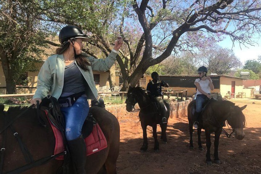 Tally ho!! A traditional cheers to bring is luck for the spotting of animals on the ride