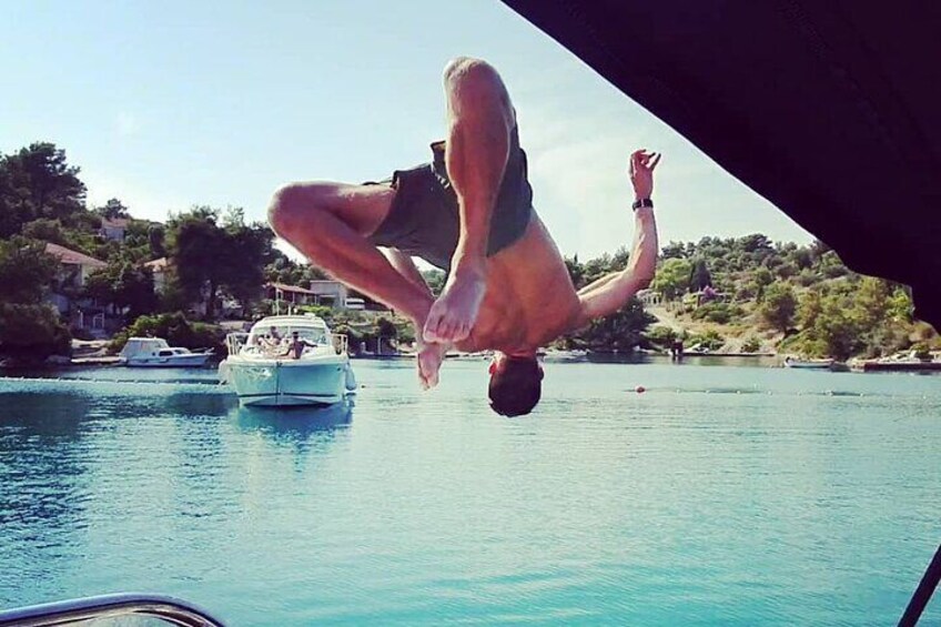 Swimming from the boat in the secluded bays.