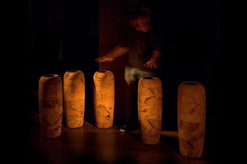Peat art gallery. Art installation of The Peat vases.