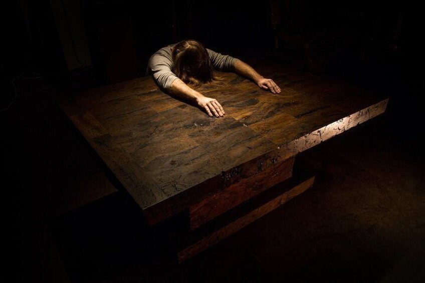 First peat table in the world Performance "Pray" peat art gallery/studio 2017