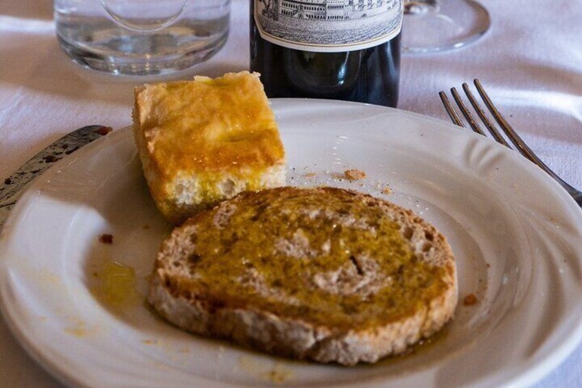 fresh Tuscan bread with olive oil 