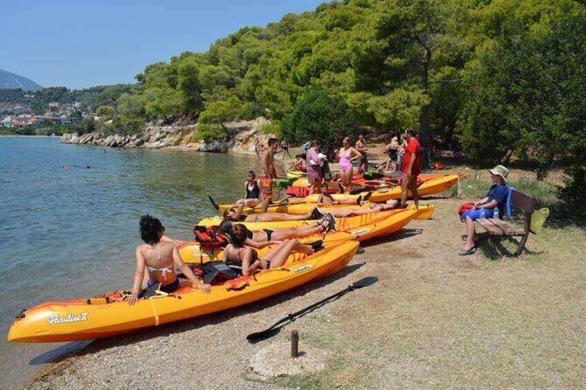 Show item 3 of 8. Epidavros sea kayak at the Ancient sunken city tour, small ancient theater
