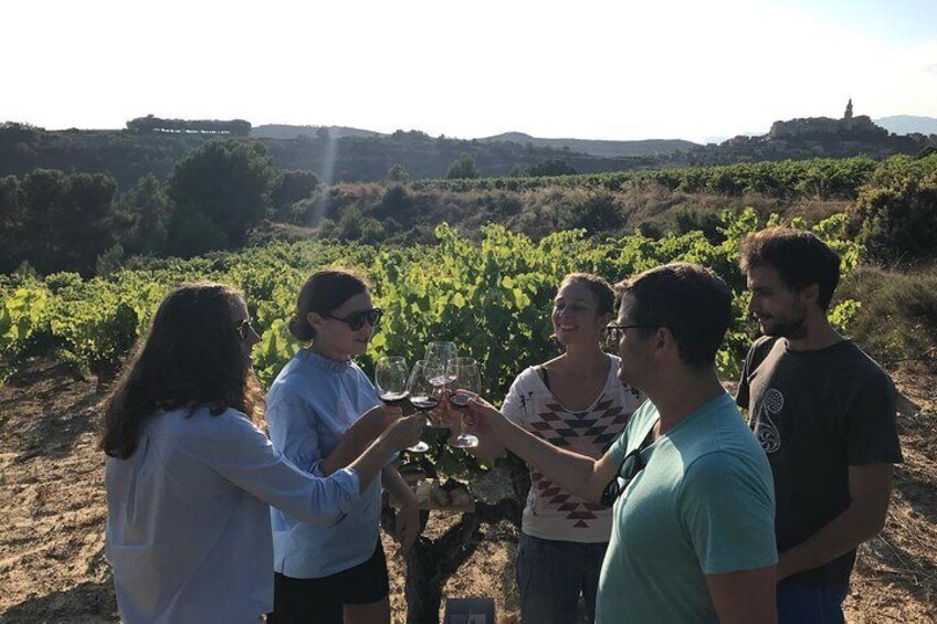 Cheers with family produced winery