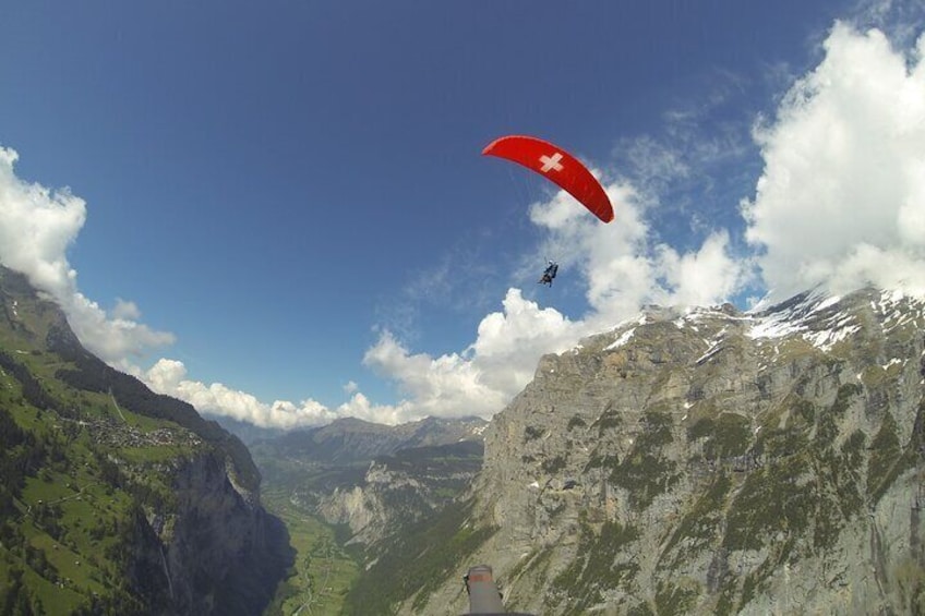 A birds eye view of the Lauterbrunnen valley