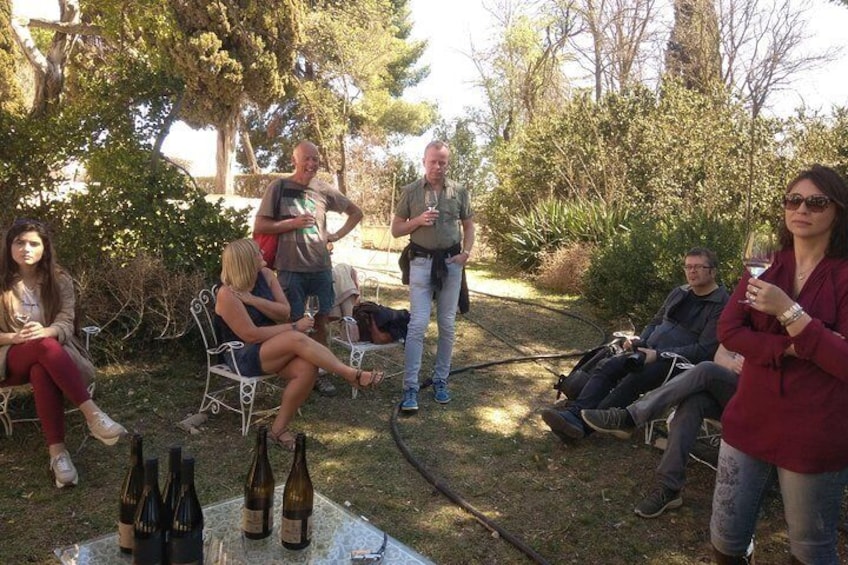 wine tasting in the winery garden