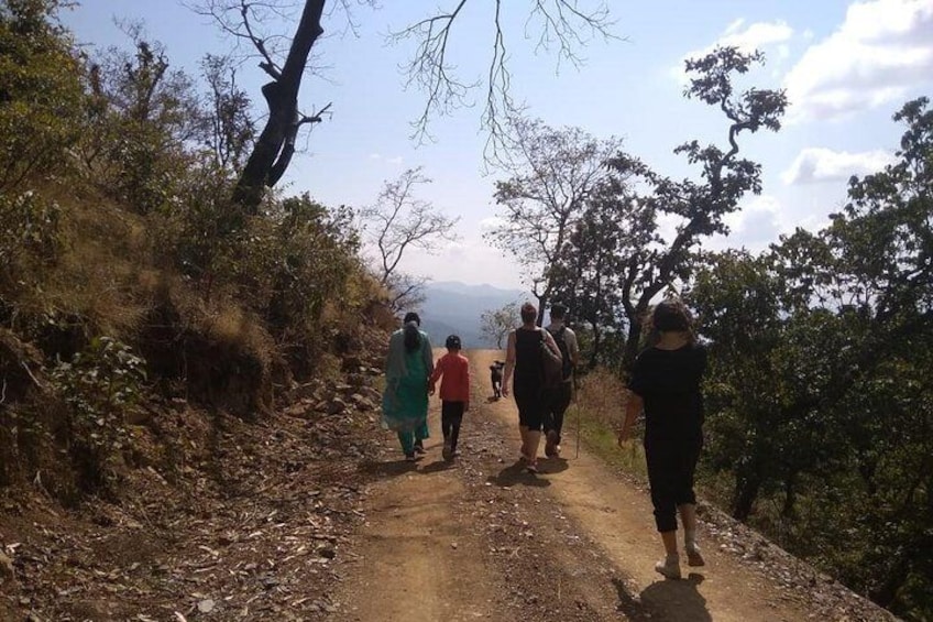 A group alking to Patho Village