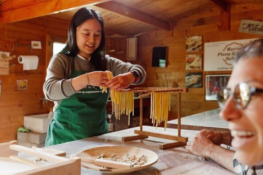 Pizza Making and Pasta Making Class in Rome with Wine & Tiramisu