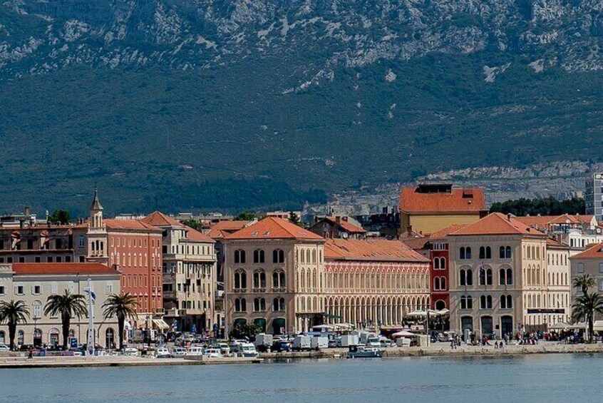 The view at the Old town Split from the ferry