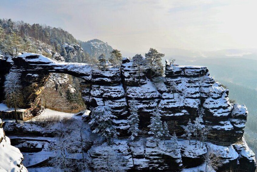 Snow-covered Pravcicka Gate