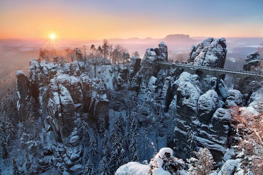 Bastei bridge in winter