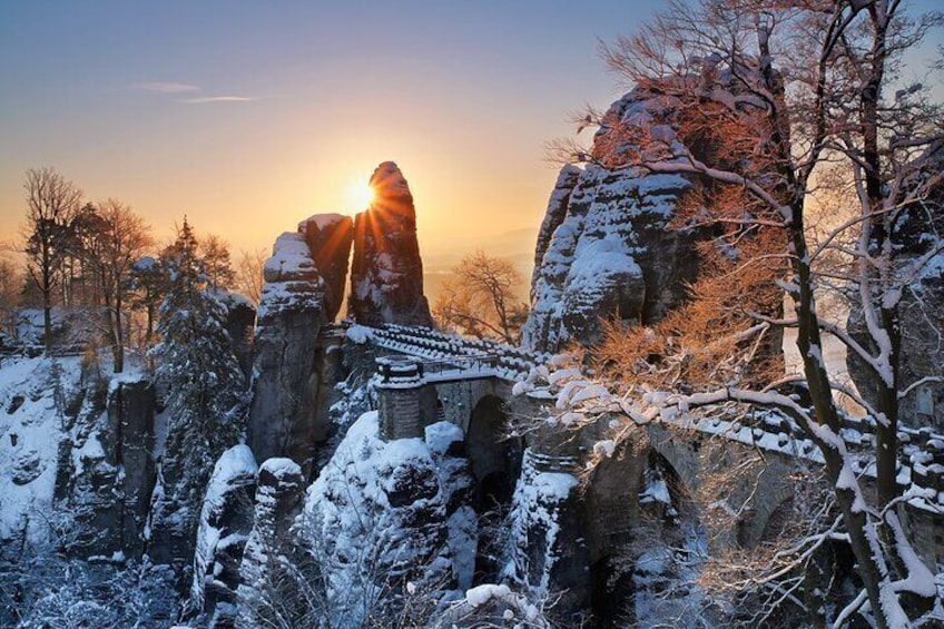 Bastei bridge in winter