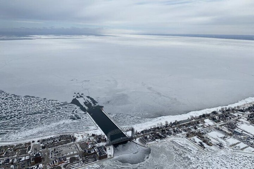 Aerial Lift Bridge in winter