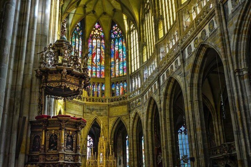 The interior of the St. Vitus cathedral